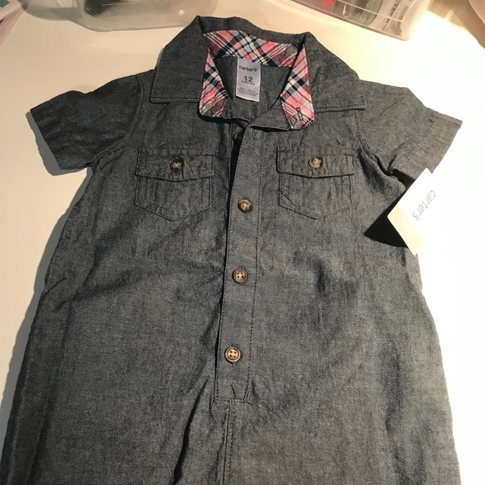 Carters Denim Chambray Romper One Piece 12 mo
